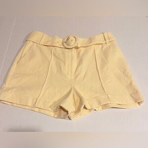 Express Women’s Chic Yellow Belted Shorts High Waist 10 Summer Beach Preppy